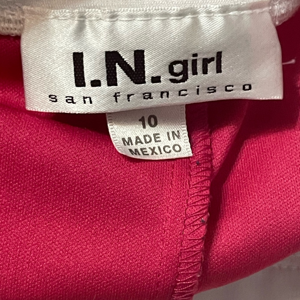 I.N. San Francisco Formal Hot Pink Dress White Straps & Bow Girls Size 10 π - Picture 15 of 16